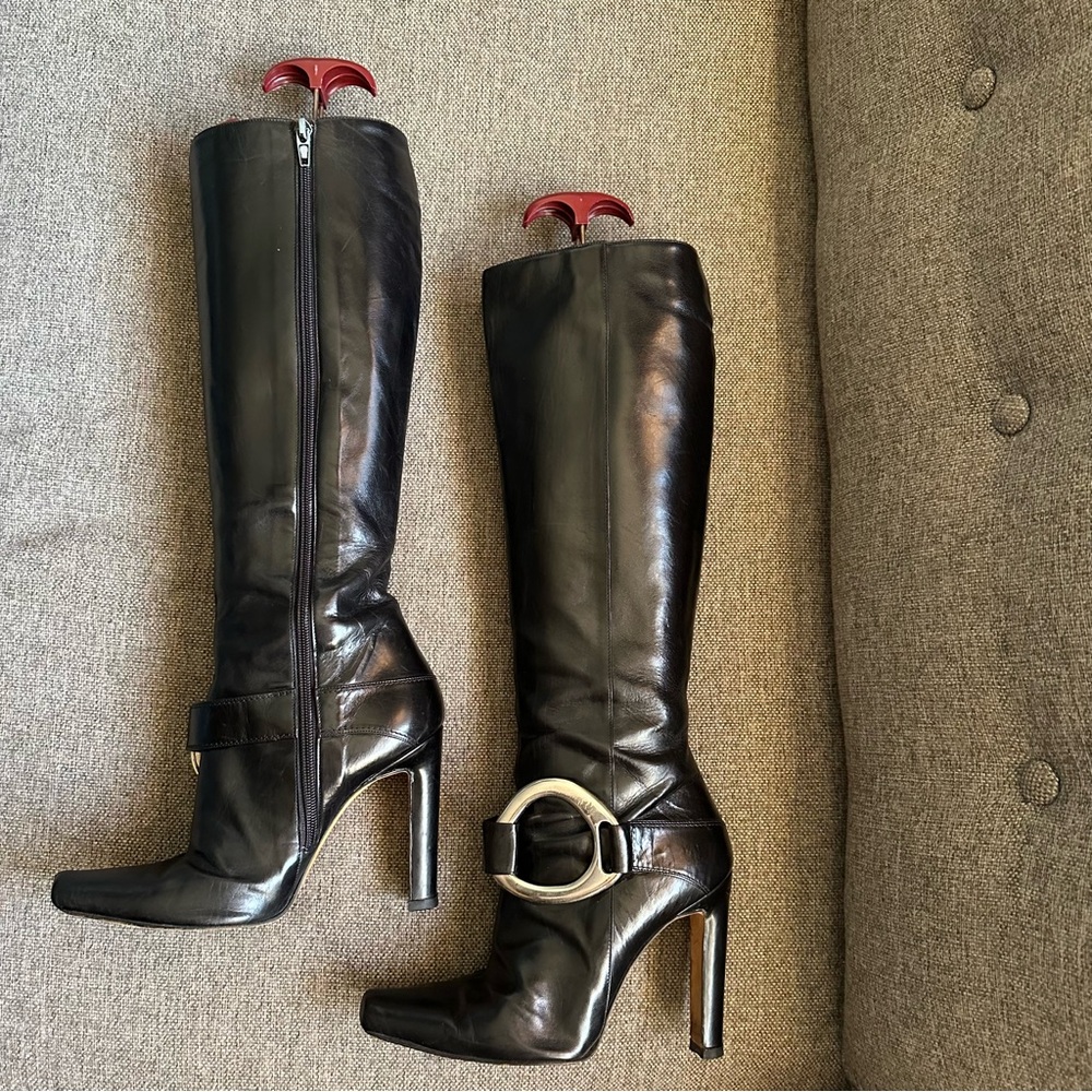 Vintage Manolo Blahnik boots with silver accents